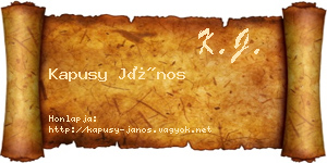 Kapusy János névjegykártya